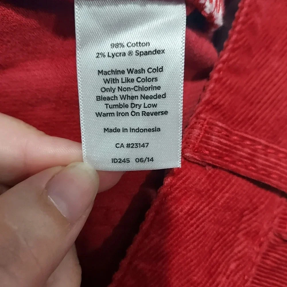 Signature Talbots Red Corduroy Straight Leg Pants in Size 14